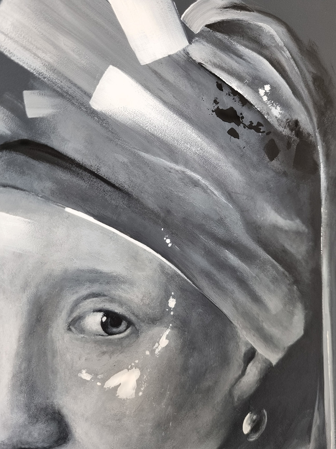 tableau peinture visage noir et blanc