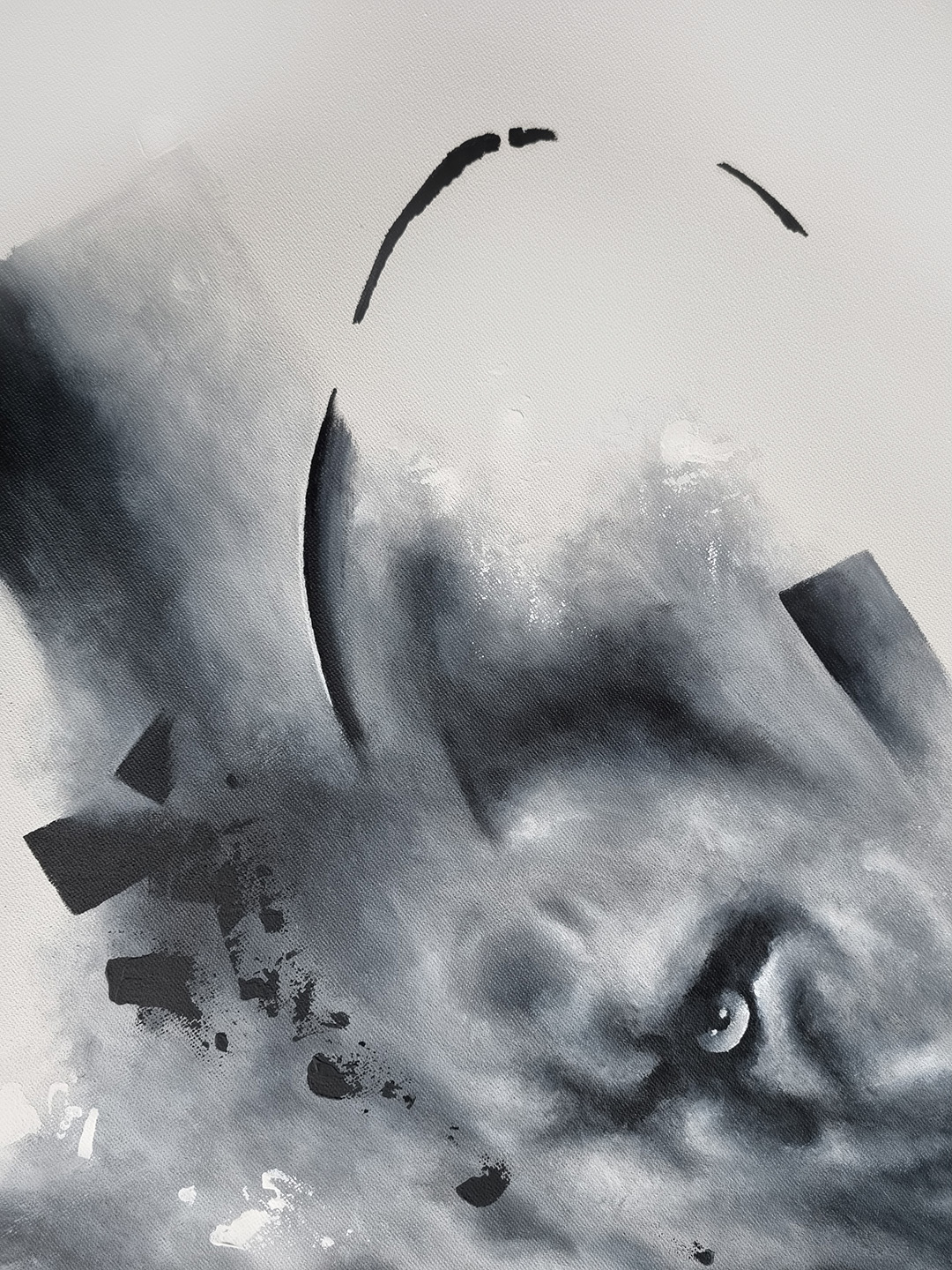 tableau peinture visage noir et blanc