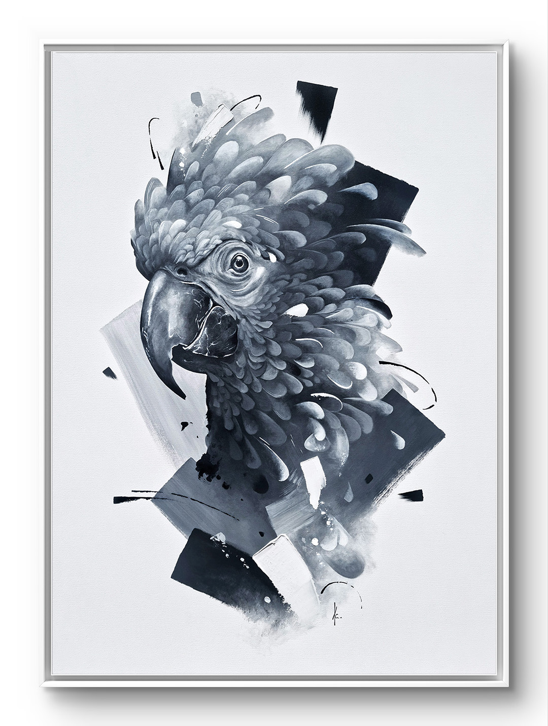 tableau peinture visage noir et blanc