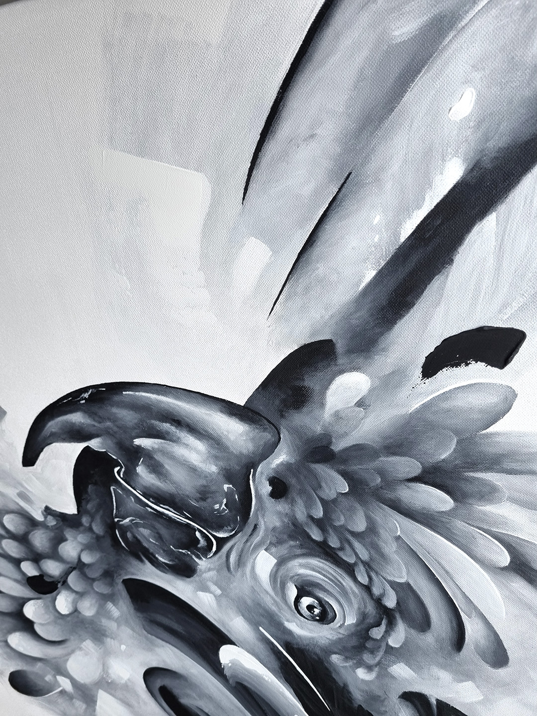 tableau peinture visage noir et blanc