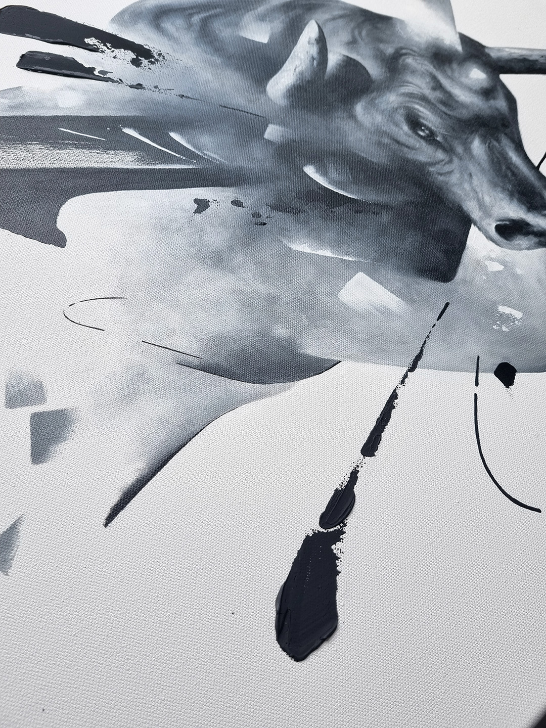 tableau peinture visage noir et blanc