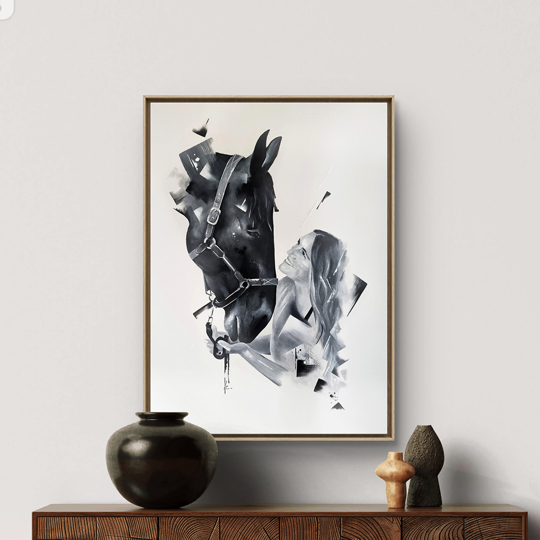 tableau portrait noir et blanc artiste peintre