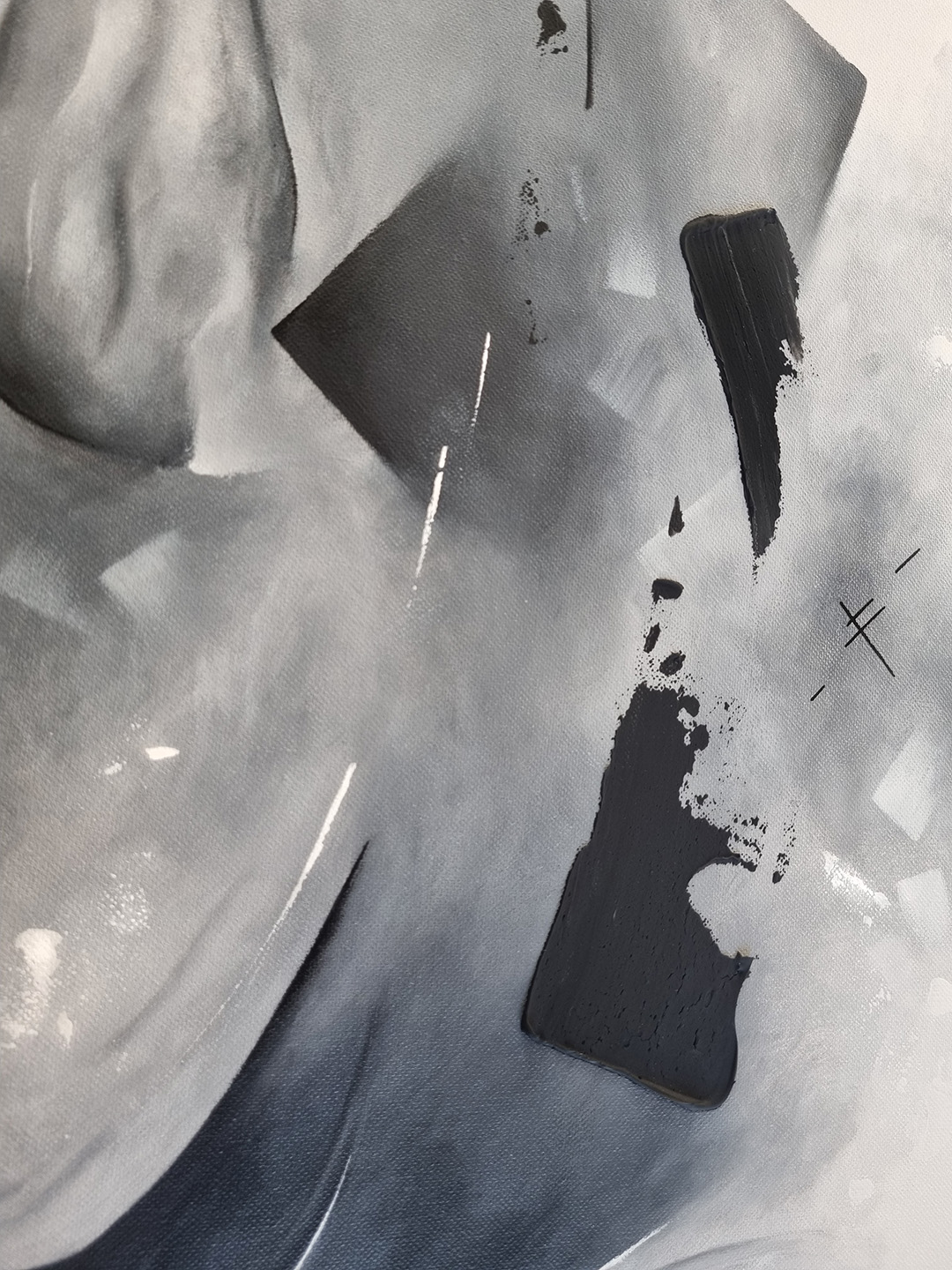 tableau peinture visage noir et blanc