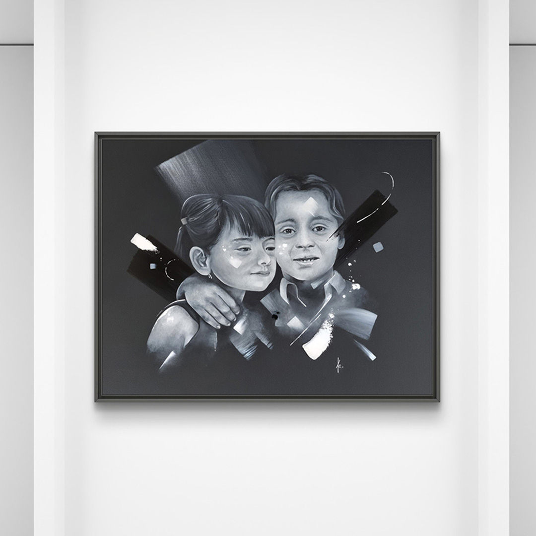tableau portrait noir et blanc artiste peintre