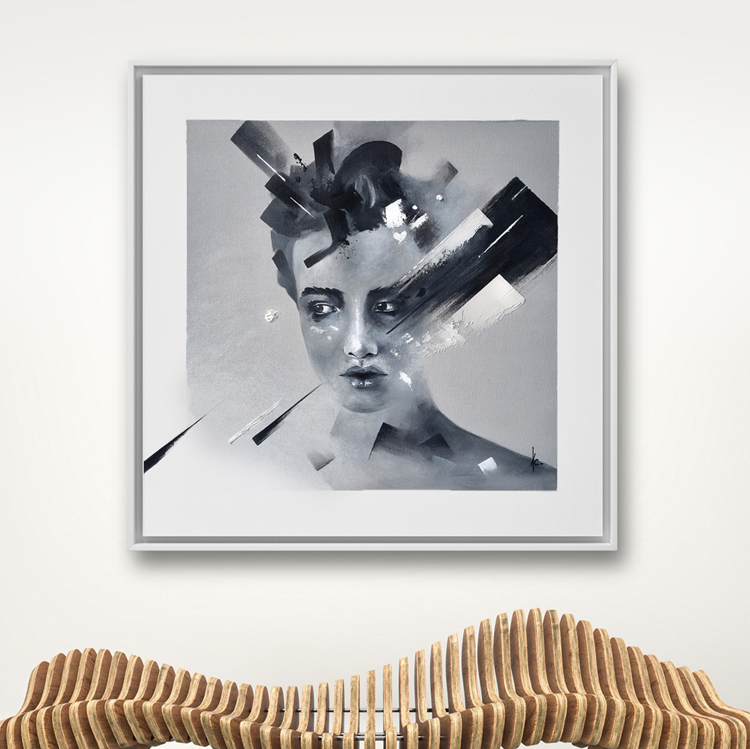 tableau portrait noir et blanc artiste peintre