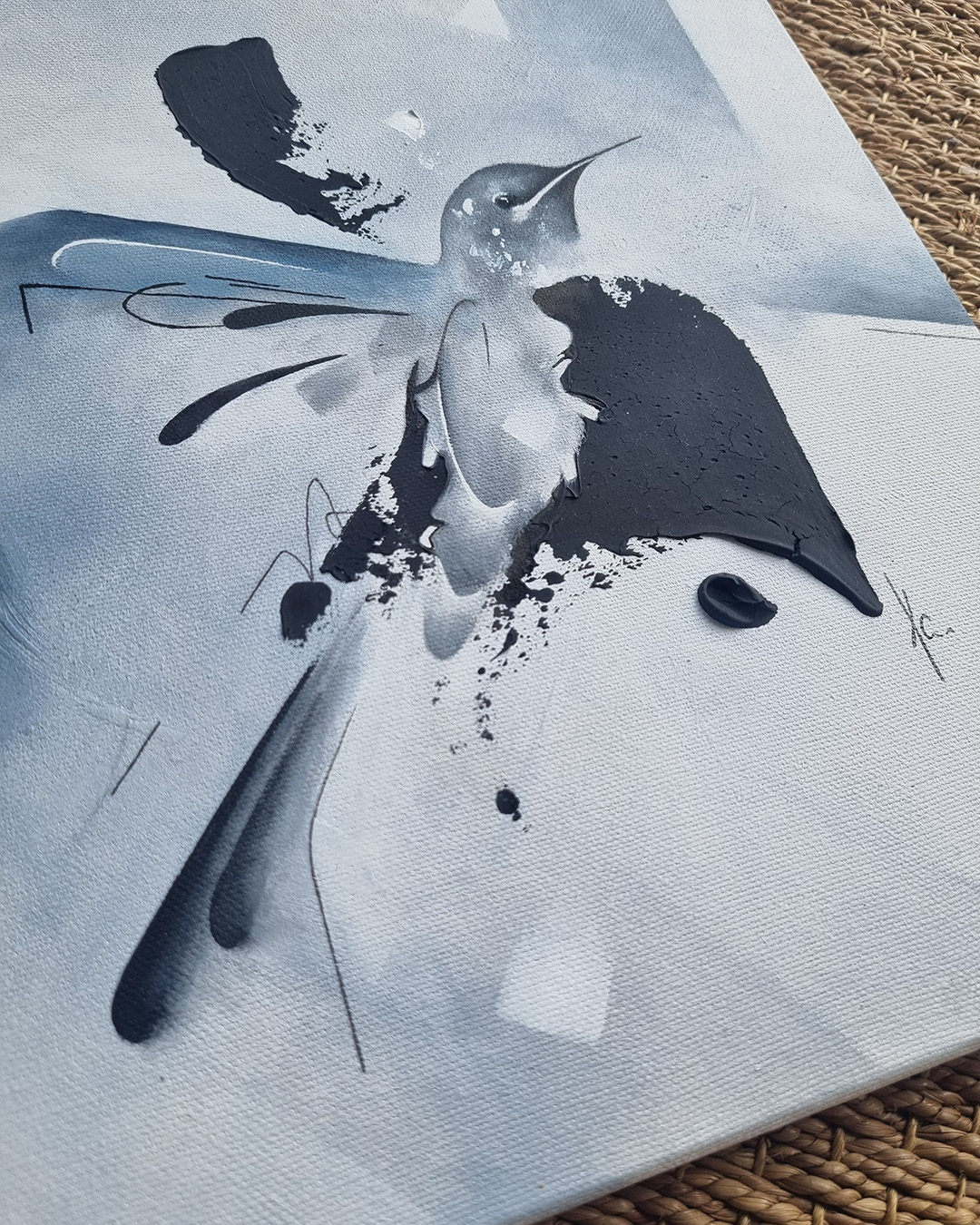 tableau peinture visage noir et blanc