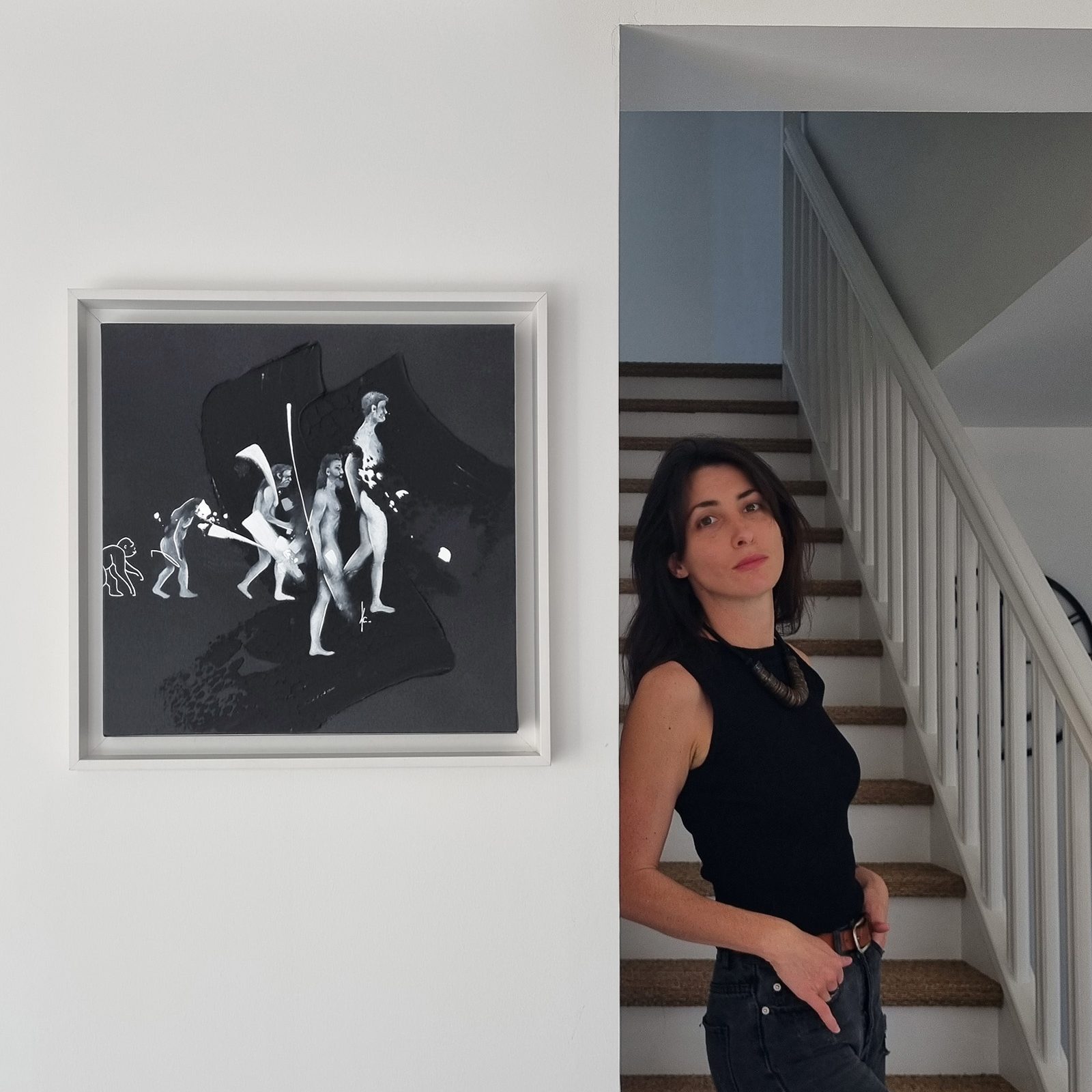 tableau portrait noir et blanc artiste peintre