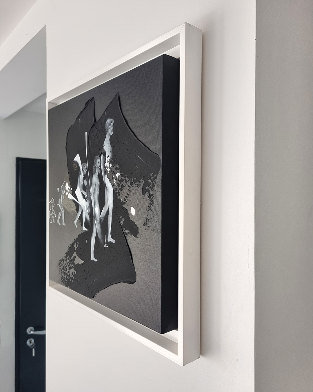 tableau peinture visage noir et blanc