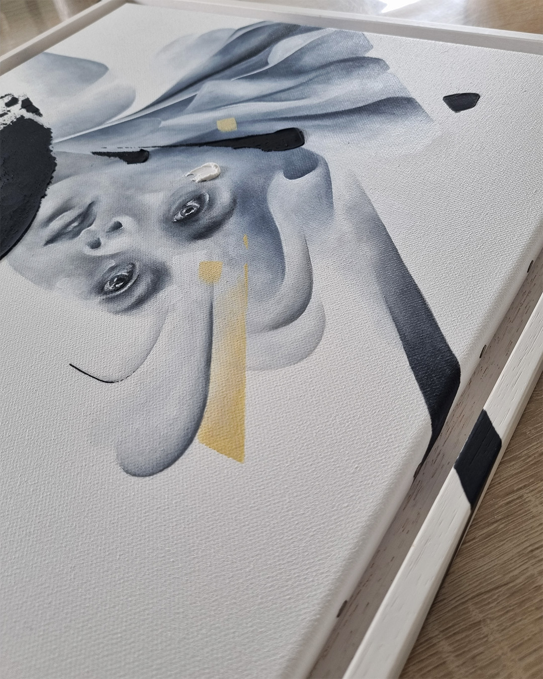 tableau peinture visage noir et blanc