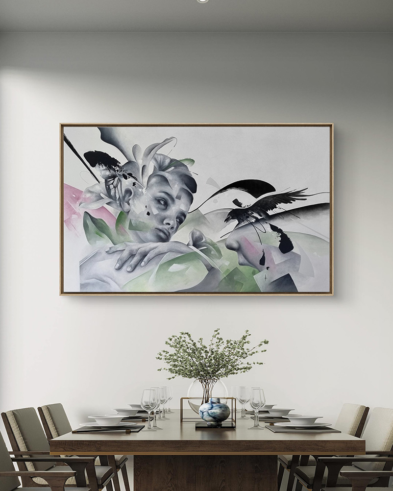 tableau portrait noir et blanc artiste peintre