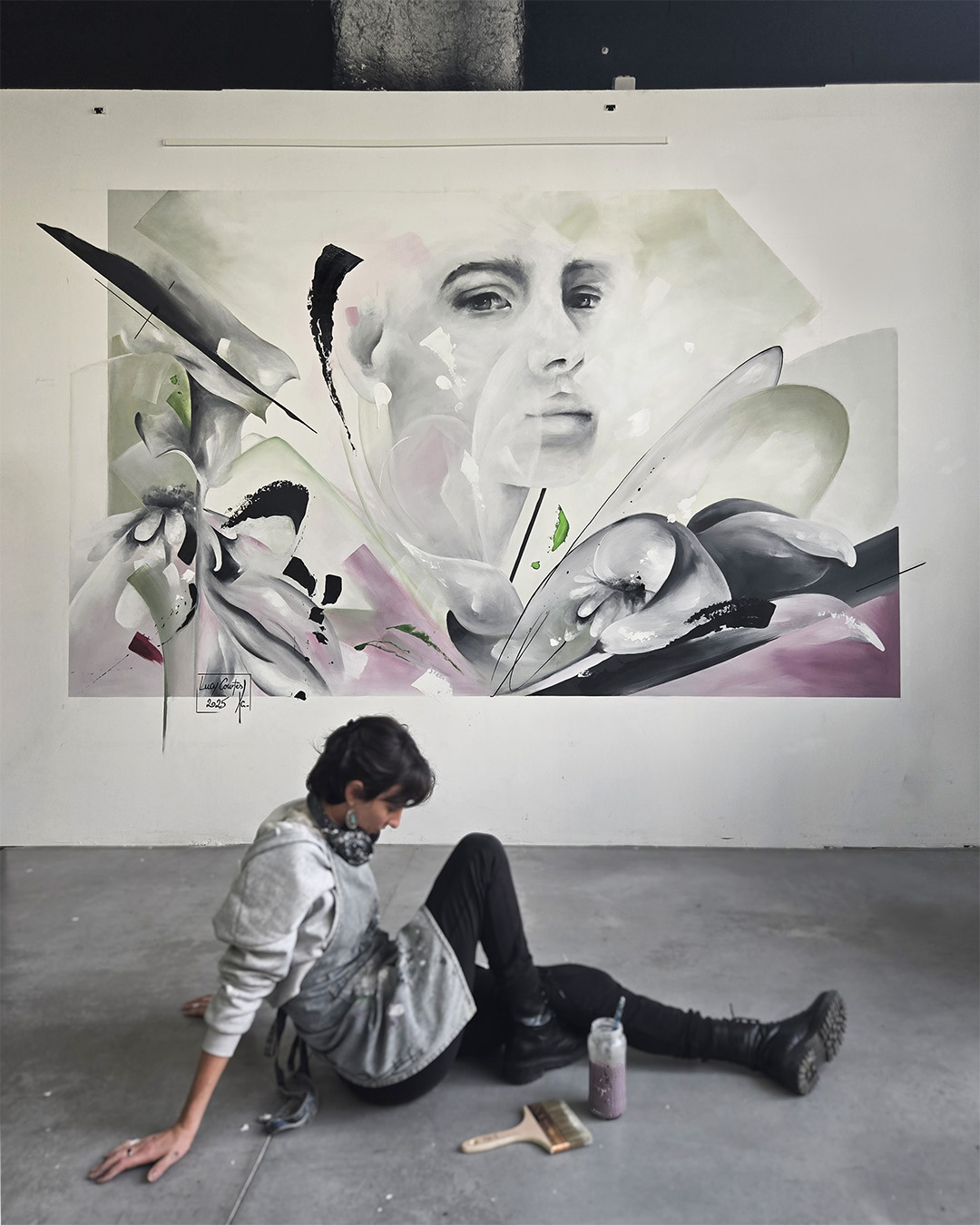 tableau portrait noir et blanc artiste peintre