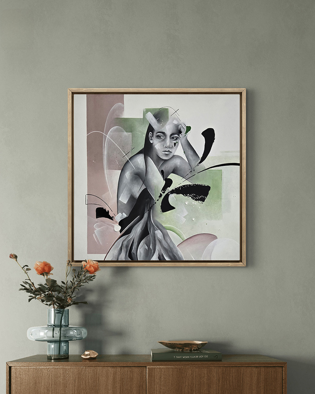 tableau portrait femme<br />
tableau tons bleus