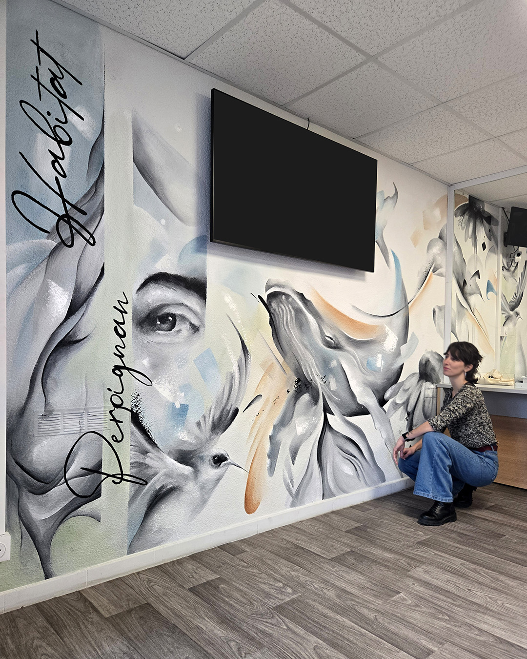 tableau portrait noir et blanc artiste peintre