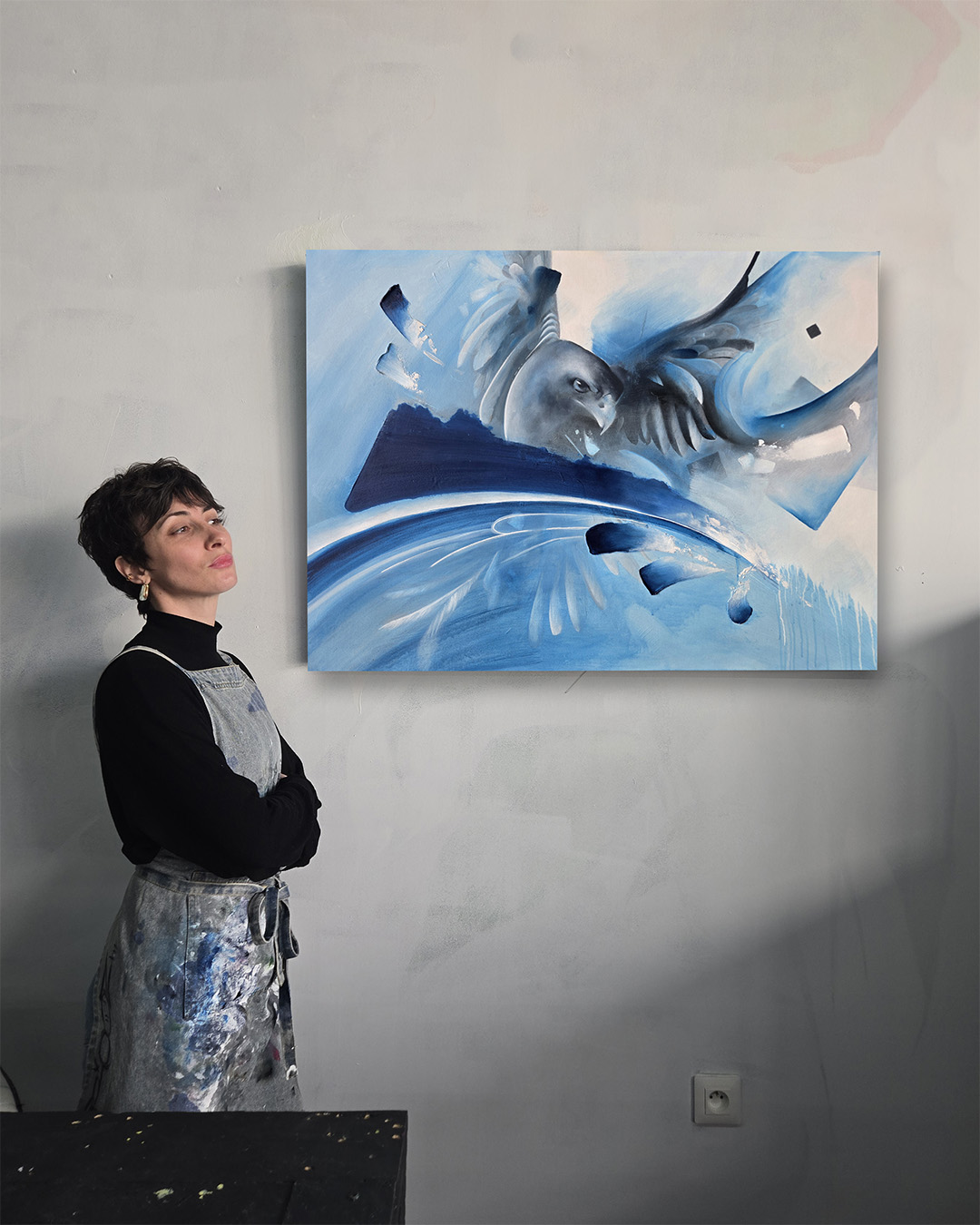 tableau portrait noir et blanc artiste peintre
